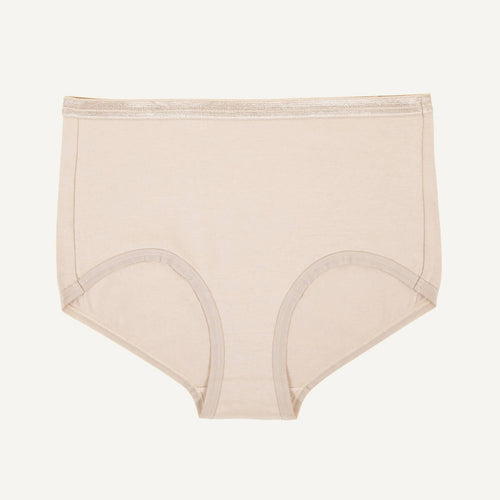 Organic Cotton Mid-Rise Retro Brief in Stone