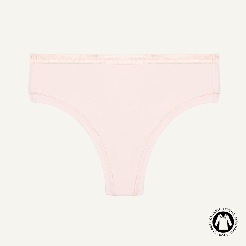 Organic Cotton Mid-Rise Thong in Quartz