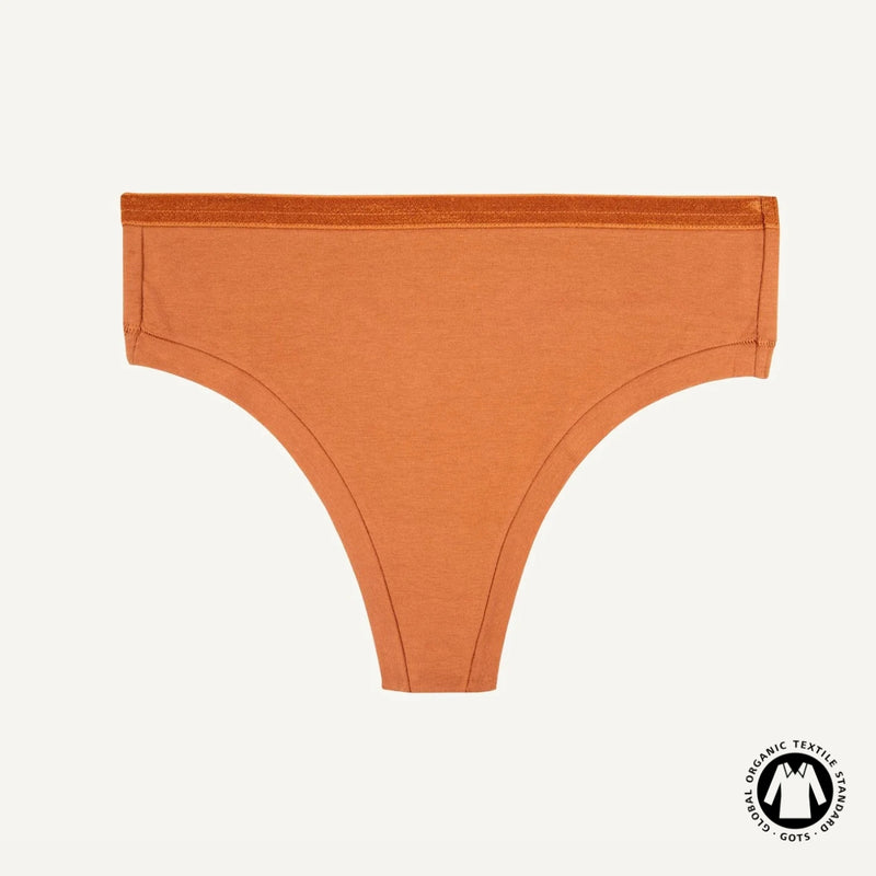 Organic Cotton Mid-Rise Thong in Spice