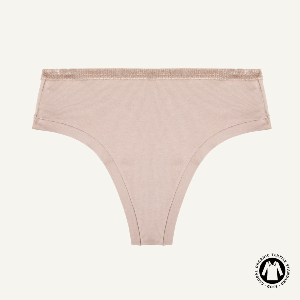 Organic Cotton Mid-Rise Thong in Stone