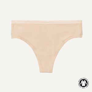 Organic Cotton Mid-Rise Thong in Wheat
