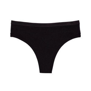 Organic Cotton Mid-Rise Thong in Carbon