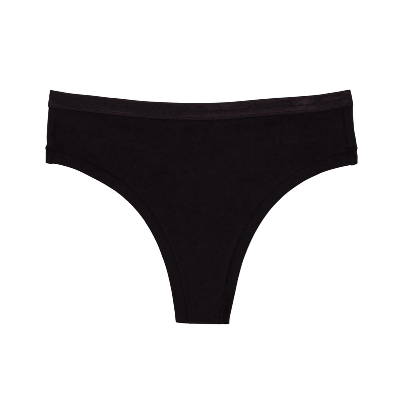 Organic Cotton Mid-Rise Thong in Carbon