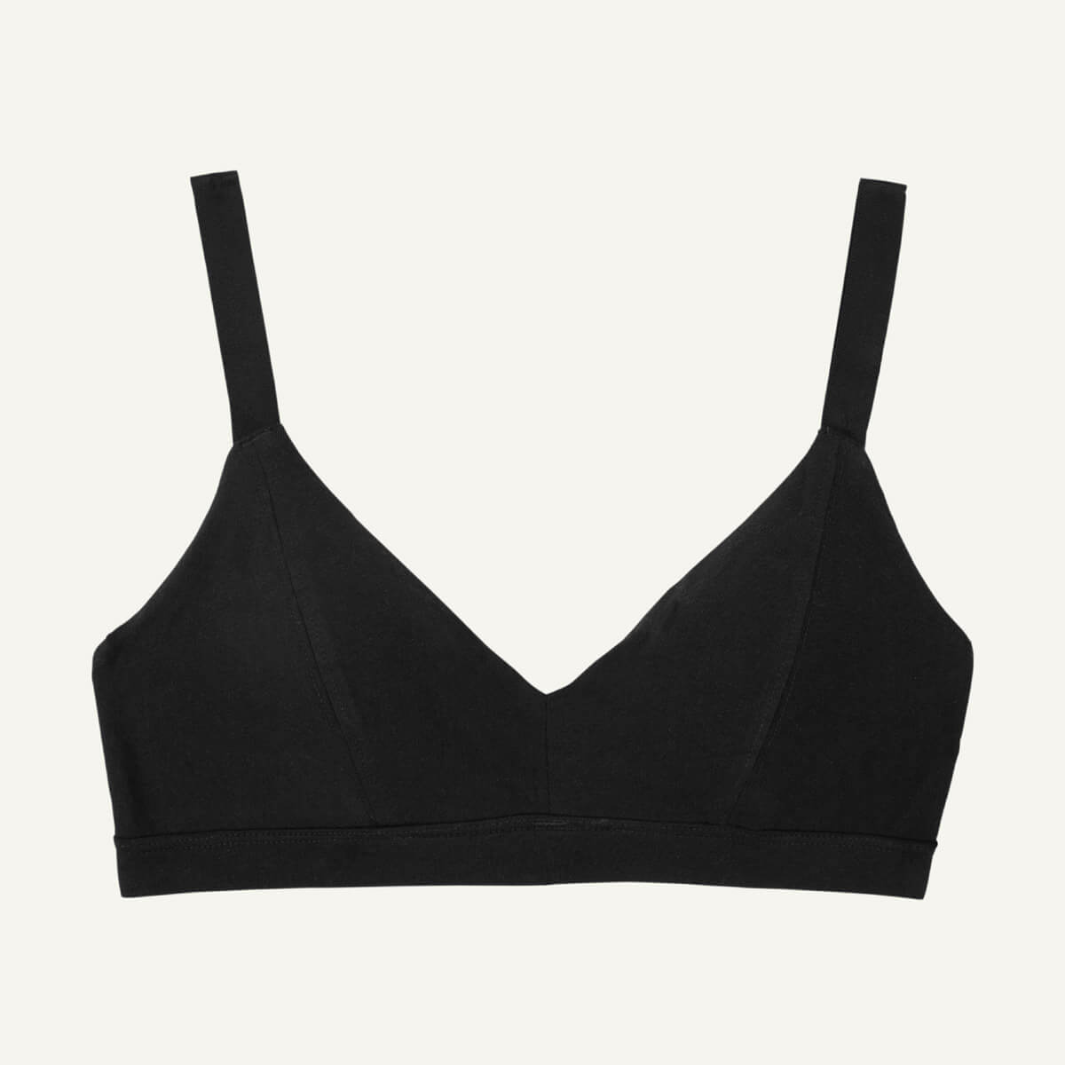 HAPPILY Non-wired organic cotton triangle bra with removable pads ECRU