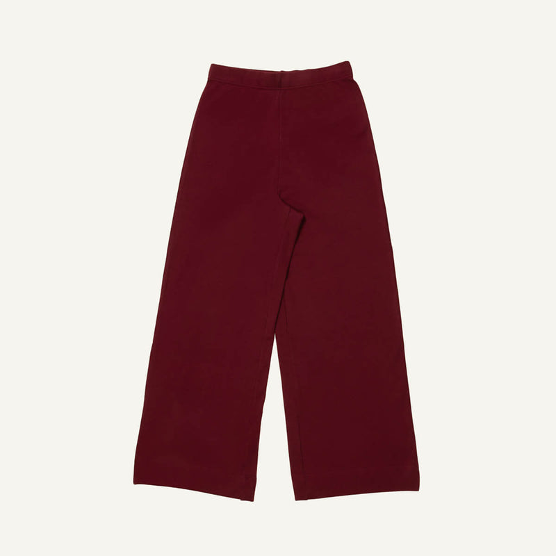 Organic Cotton Wide-Leg Pant in Garnet