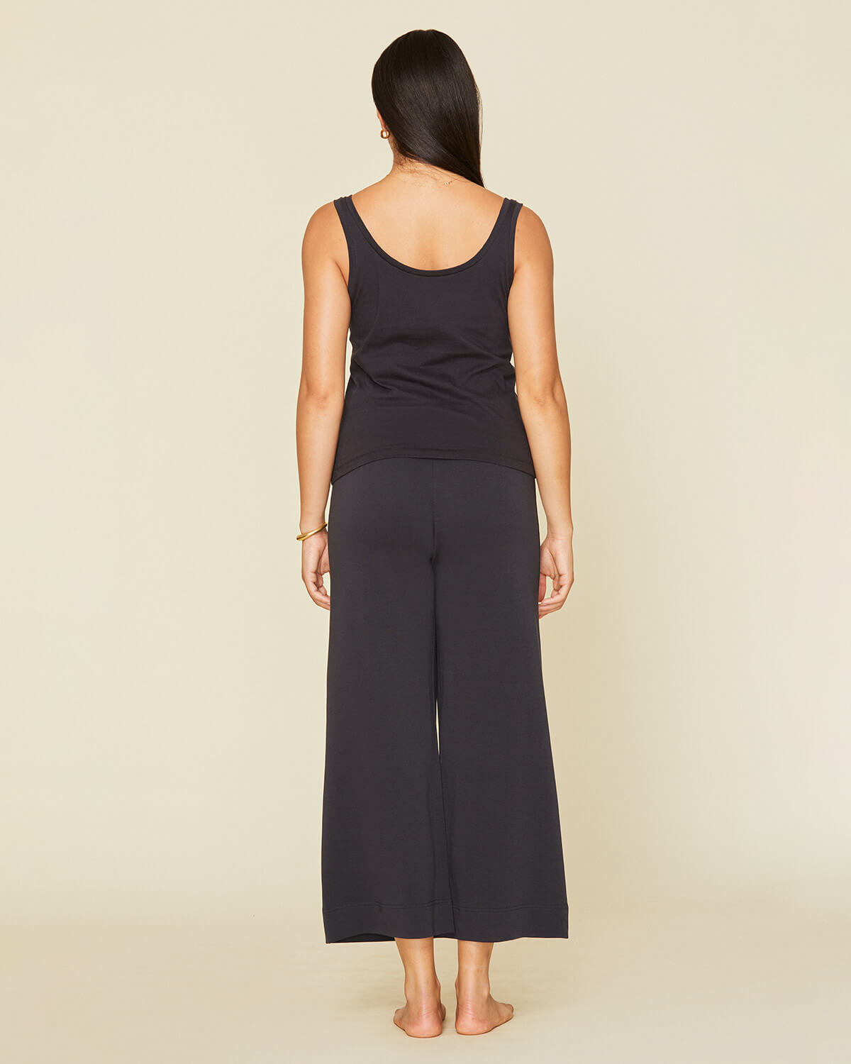 【MODERNIF】Lebec Cotton Half Banding Wide Pants High-waisted Wide-leg Pants | Linen Blend | Hand Painted