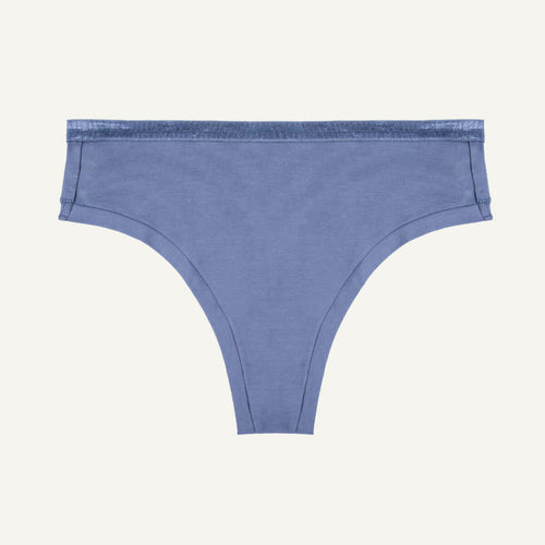 Organic Cotton Mid-Rise Thong in Gale