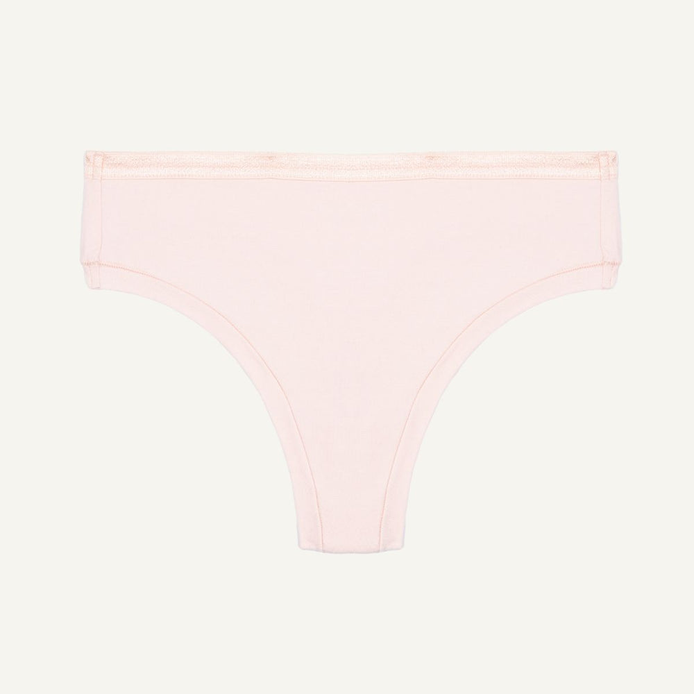 Organic Cotton Mid-Rise Thong in Quartz