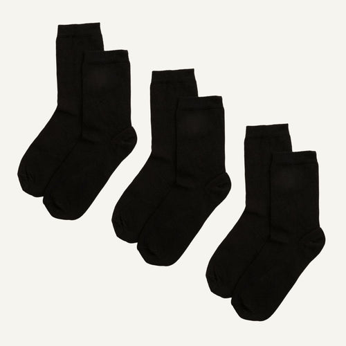 Organic Cotton Crew Sock in Carbon 3-Pack