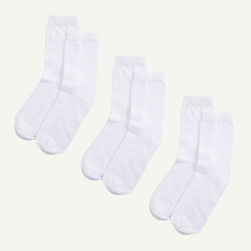 Organic Cotton Crew Sock in Salt 3-Pack