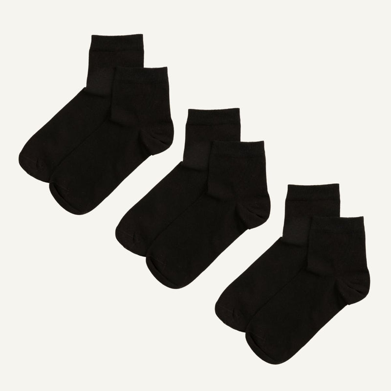 Organic Cotton Quarter Sock in Carbon 3-Pack