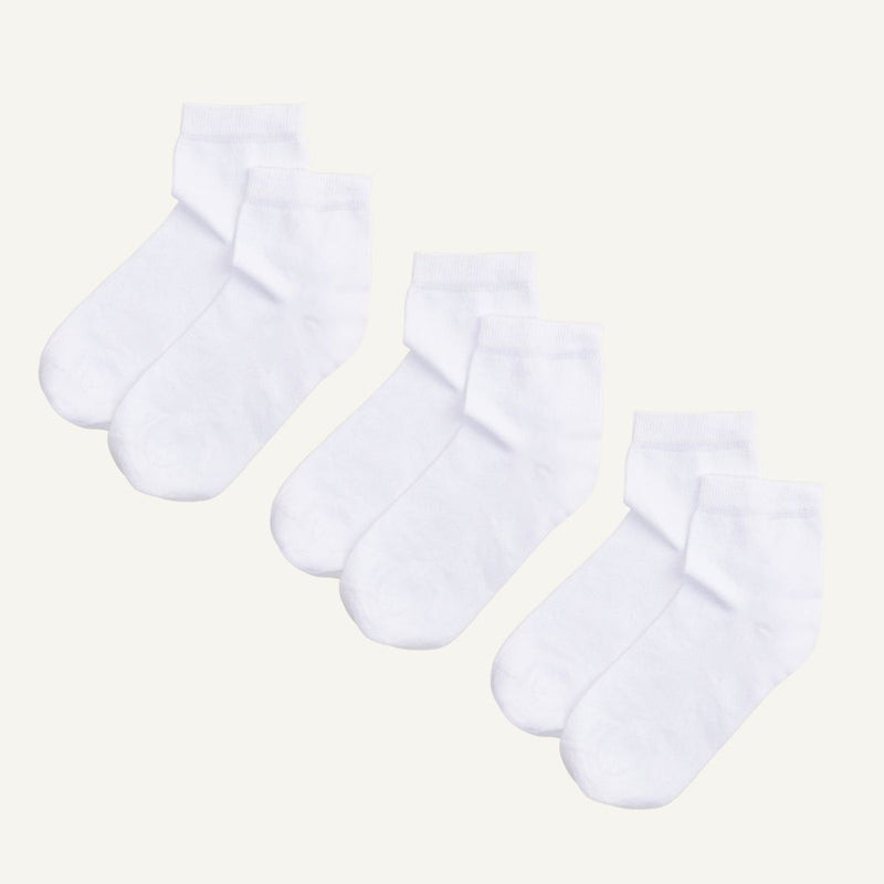 Organic Cotton Quarter Sock in Salt 3-Pack