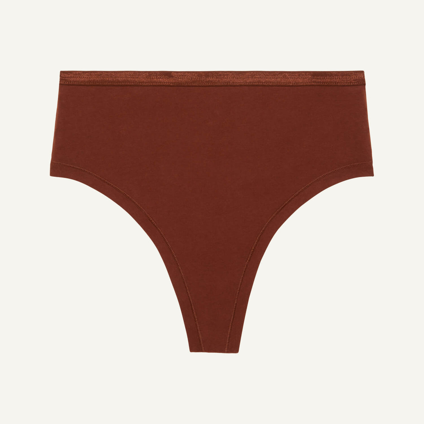 Organic Cotton High-Rise Thong in Cacao