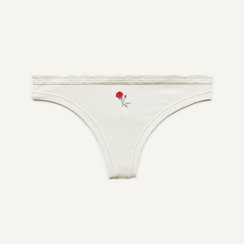 Low-Rise Thong in Cloud Nine Rose Embroidery