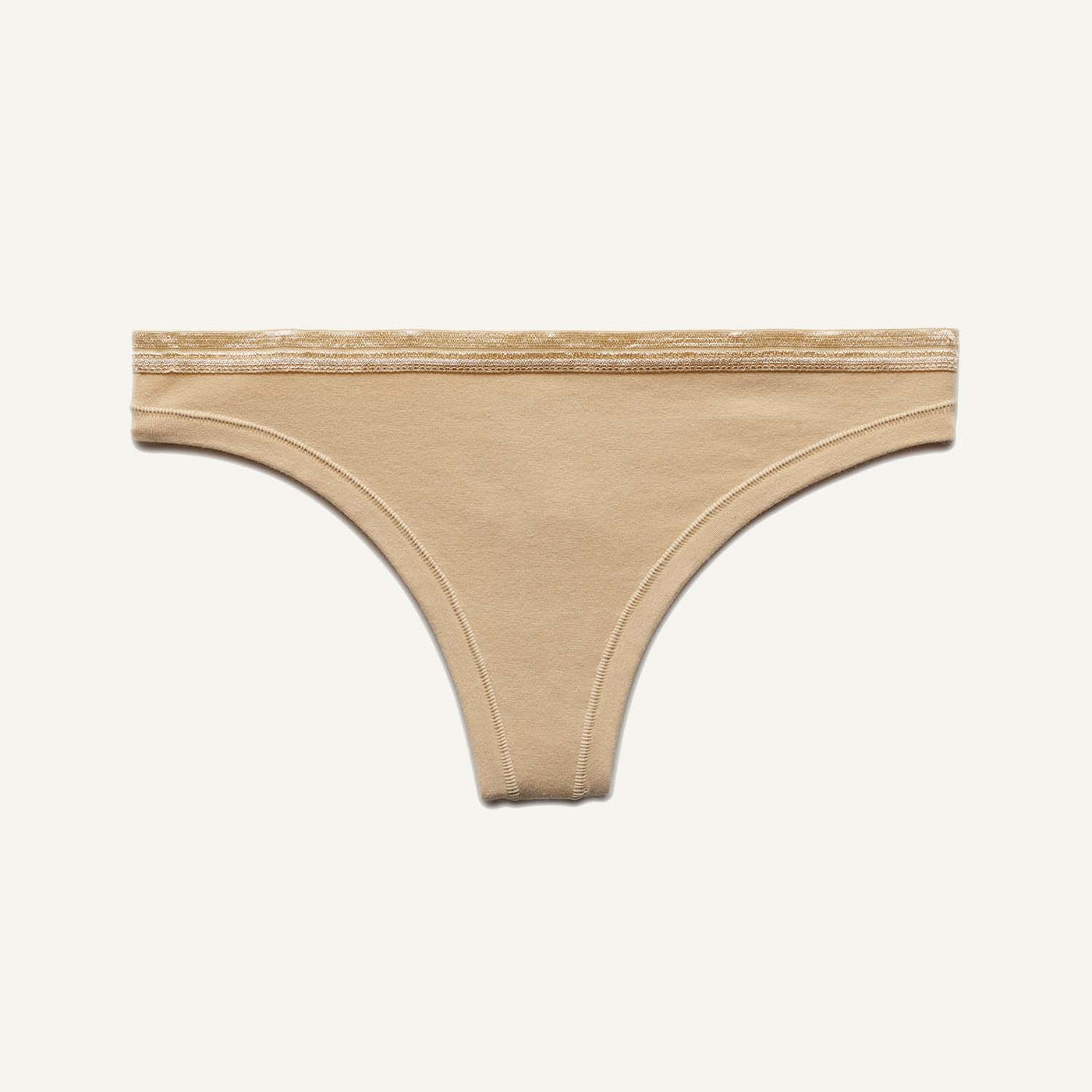 Organic Cotton Low-Rise Thong in Wheat