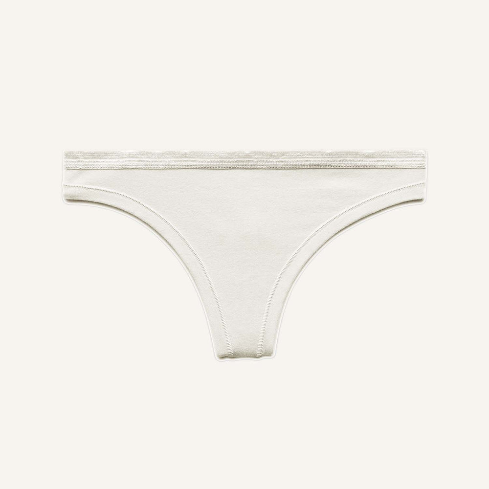 Organic Cotton Low-Rise Thong in Cloud Nine