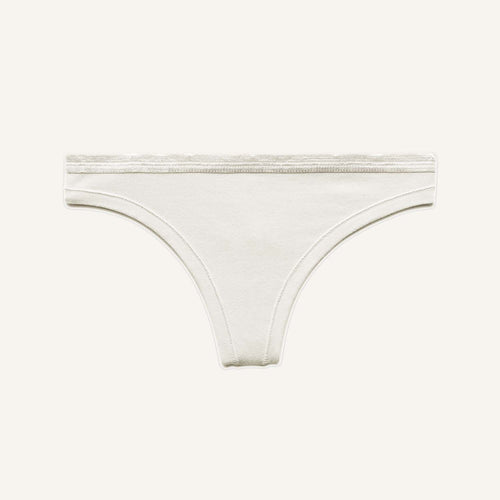 Organic Cotton Low-Rise Thong in Cloud Nine