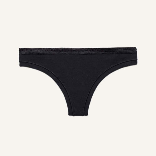 Low Rise Thong - Black - Knickey Organic Underwear