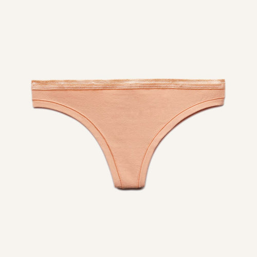 Organic Cotton Low-Rise Thong in Peach