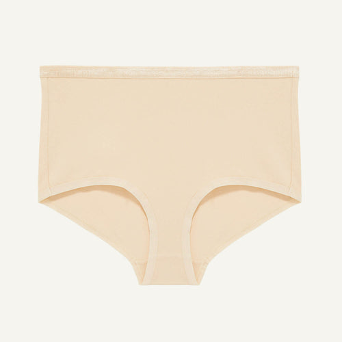 Organic Cotton Mid-Rise Retro Brief in Wheat