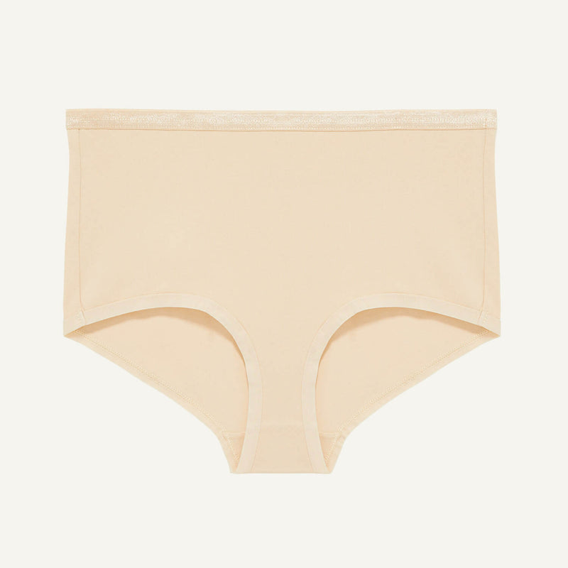 Organic Cotton Mid-Rise Retro Brief in Wheat