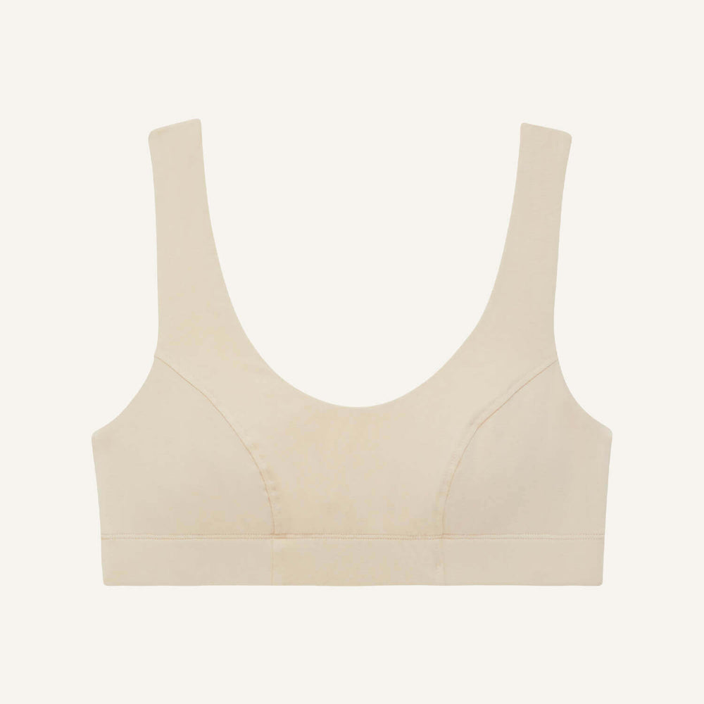 Organic Cotton Scoop Bralette in Wheat